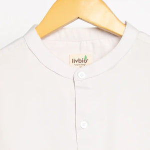 Organic Cotton & Naturally Dyed Mens Round Neck Ash Grey Shirt by Livbio - EarthBased 