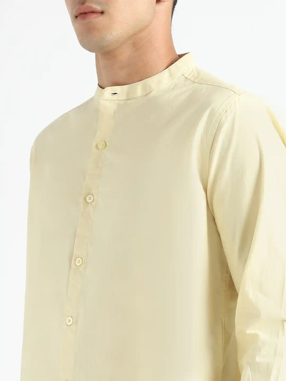 Organic Cotton & Naturally Dyed Mens Round Neck Lemon Yellow Shirt by Livbio - EarthBased 