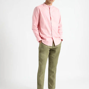 Organic Cotton & Naturally Dyed Mens Round Neck Pink Shirt by Livbio - EarthBased 