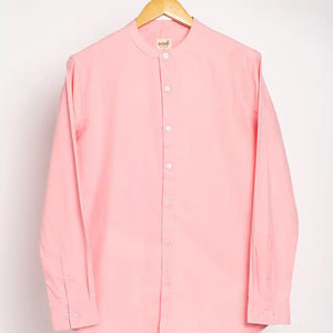 Organic Cotton & Naturally Dyed Mens Round Neck Pink Shirt by Livbio - EarthBased 