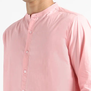 Organic Cotton & Naturally Dyed Mens Round Neck Pink Shirt by Livbio - EarthBased 