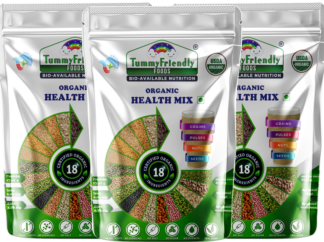 TummyFriendly Foods 100% Organic Health Mix for Kids and Adults. No Chemicals, No Pesticides, No GMO (Pack of 3) - EarthBased 