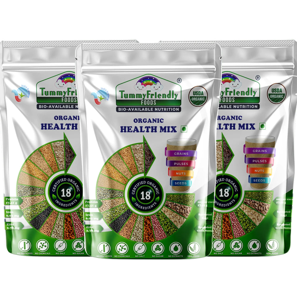 TummyFriendly Foods 100% Organic Health Mix for Kids and Adults. No Chemicals, No Pesticides, No GMO (Pack of 3) - EarthBased 