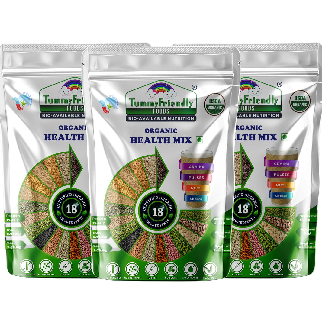 TummyFriendly Foods 100% Organic Health Mix for Kids and Adults. No Chemicals, No Pesticides, No GMO (Pack of 3) - EarthBased 