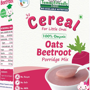 TummyFriendly Foods Certified 100% Organic Oats, Beetroot Porridge Mix | Organic Baby Food for 6 Months Old | Rich in Beta-Glucan, Protein & Fibre| 200g Cereal (200 g) - EarthBased 