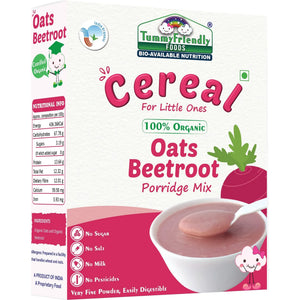 TummyFriendly Foods Certified 100% Organic Oats, Beetroot Porridge Mix | Organic Baby Food for 6 Months Old | Rich in Beta-Glucan, Protein & Fibre| 2 x 200g Cereal - EarthBased 