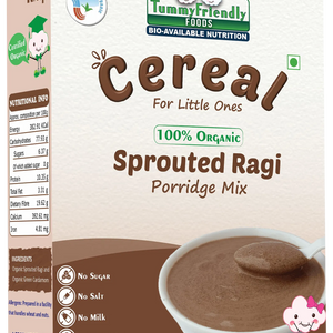 TummyFriendly Foods Certified Organic Sprouted Ragi Porridge Mix | Made of Organic Sprouted Ragi for Baby| Rich in Calcium, Iron, Fibre & Micro-Nutrients | 200g Cereal (200 g) - EarthBased 