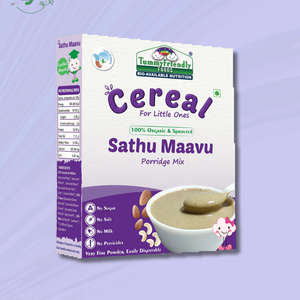 TummyFriendly Foods Certified 100% Organic Sprouted Sathu Maavu Porridge Mix ,Made of Sprouted Ragi, Whole Grains, Pulses & Nuts , Rich in Protein & healthy-Fat For Baby Weight Gain, 200g Each, 2Packs Cereal (400 g, Pack of 2) - EarthBased 