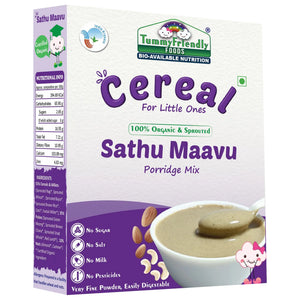 TummyFriendly Foods Certified Organic Sprouted Sathu Maavu Porridge Mix |Made of Sprouted Ragi, Whole Grains, Pulses & Nuts | Rich in Protein & healthy-Fat For Baby Weight Gain| 200g Cereal - EarthBased 