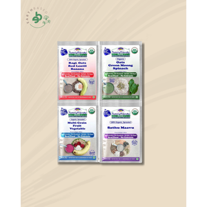 TummyFriendly Foods Certified Stage3 Porridge Mixes Trial Packs - Ragi, MultiGrain, Oats, Sathu Maavu | Organic Baby Food for 8 Months Old Baby |4 Packs, 50g Each Cereal (200 g, 2 x Pack of 4) - EarthBased 