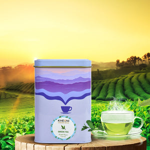 Kheoni organic green tea pack – close-up
