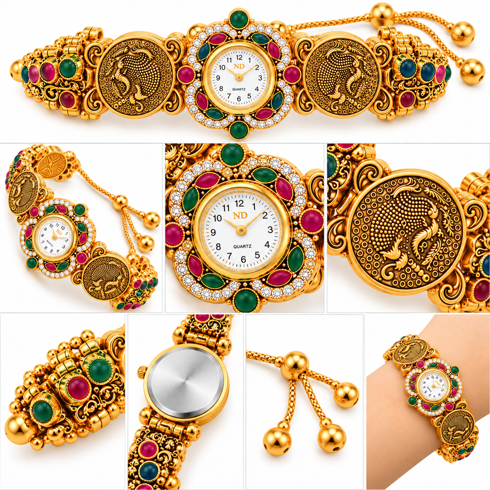 Kashmiri Peacock Coin Bracelet Watch – collection view