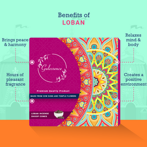 Gulessence Loban ,Rose,Jasime & Sandalwood Incense Dhoop Cones  - Made from Cowdung & Temple Flowers | (Pack of 4) - EarthBased 