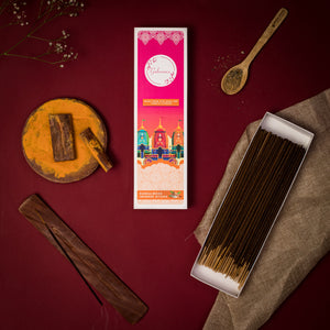 Gulessence (Pack of 6) -Loban ,Oudh, Rose, Jasmine ,Nirvanasence & Sandalwood Incense Sticks with Free Incense Holder - EarthBased 