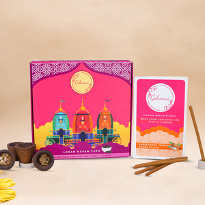 Loban Havan Cup & Sandalwood Dhoop sticks Petrichor - Made from Cowdung & Temple Flowers | Combo Boxes | Gulessence - EarthBased 