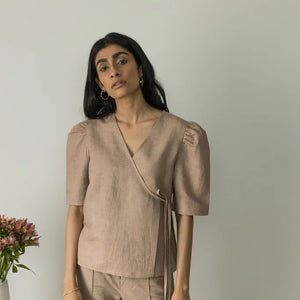 PUFF SLEEVE WRAP TOP - EarthBased 