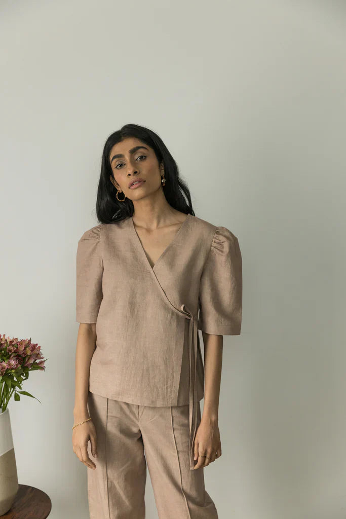 PUFF SLEEVE WRAP TOP - EarthBased 