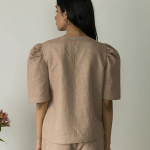 PUFF SLEEVE WRAP TOP - EarthBased 