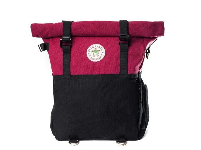 Clan Earth Pangolin Backpack- Cherry Red & Charcoal Black - EarthBased 