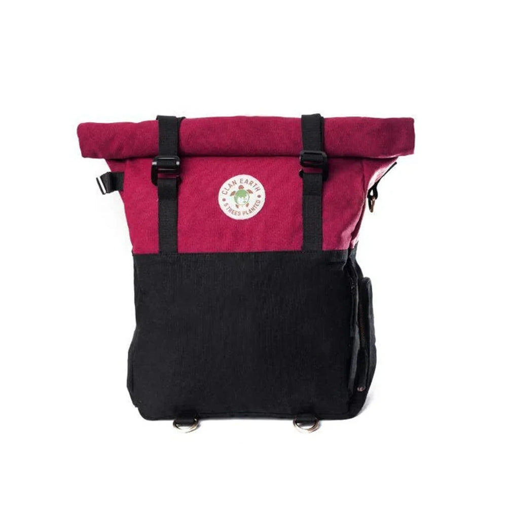 Clan Earth Pangolin Backpack- Cherry Red & Charcoal Black - EarthBased 