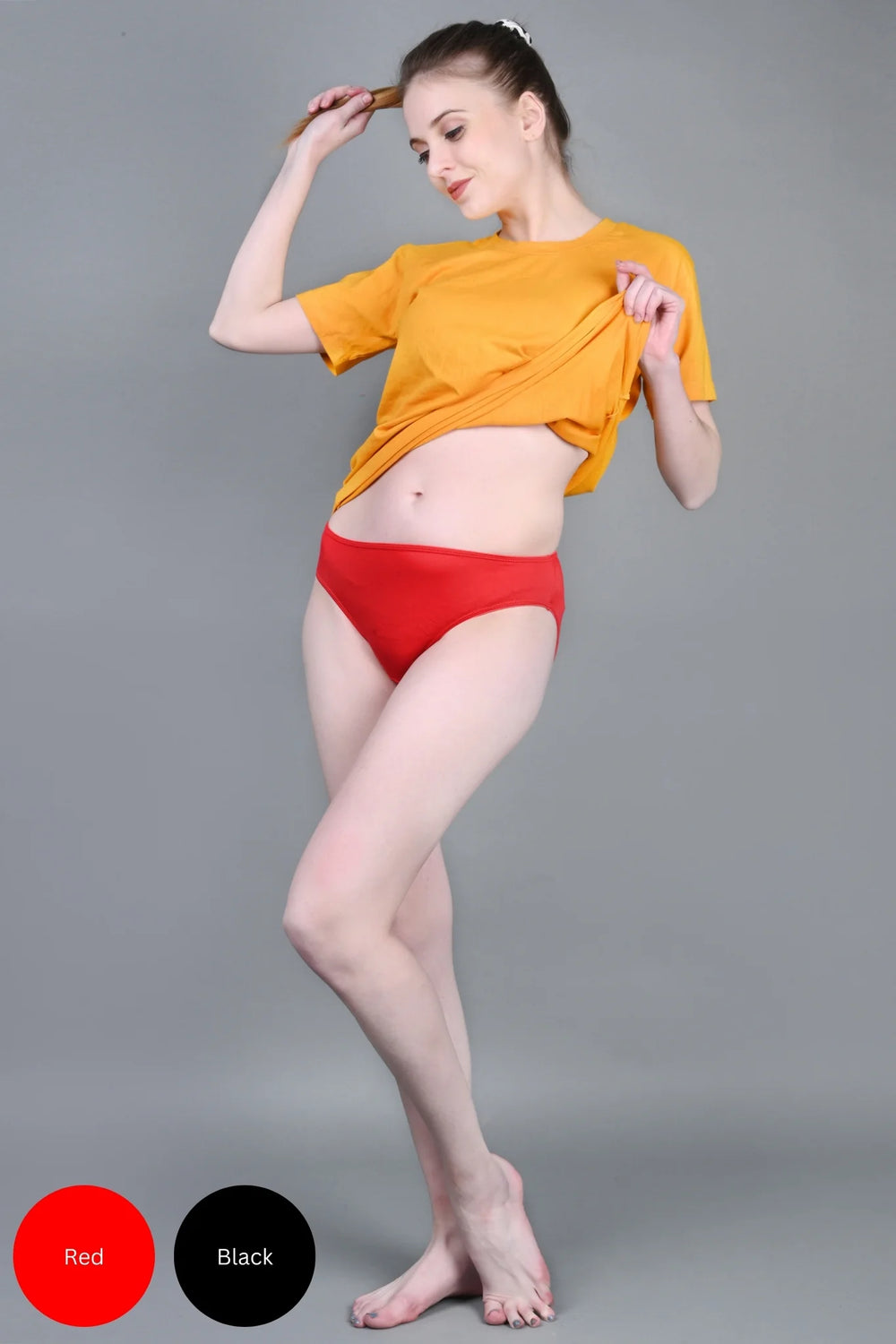 Bamboo Fabric Low Waist Underwear | Red and Black | Pack of 2 - EarthBased 