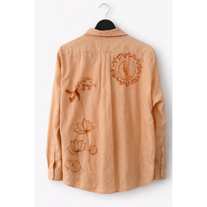 Peach cotton shirt with hand-painted details by JOD