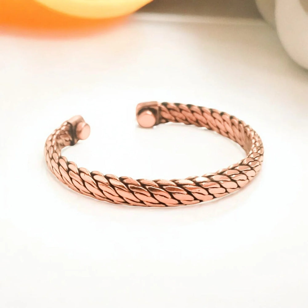 Pure Copper Magnetic Therapy Band Adjustable, Stylish Design with Powerful Magnets - EarthBased 