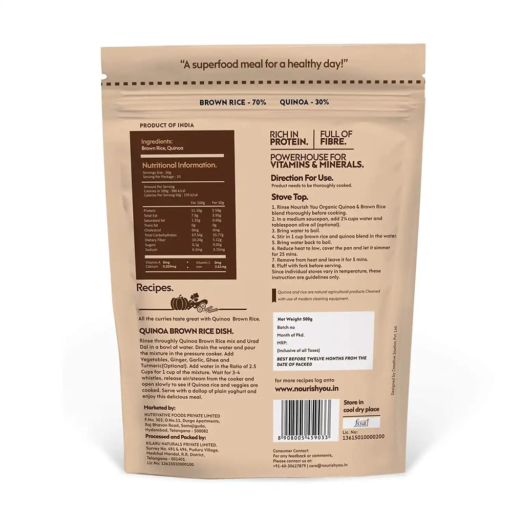 Nourish You QUINOA WITH BROWN RICE MIX 500G - EarthBased 