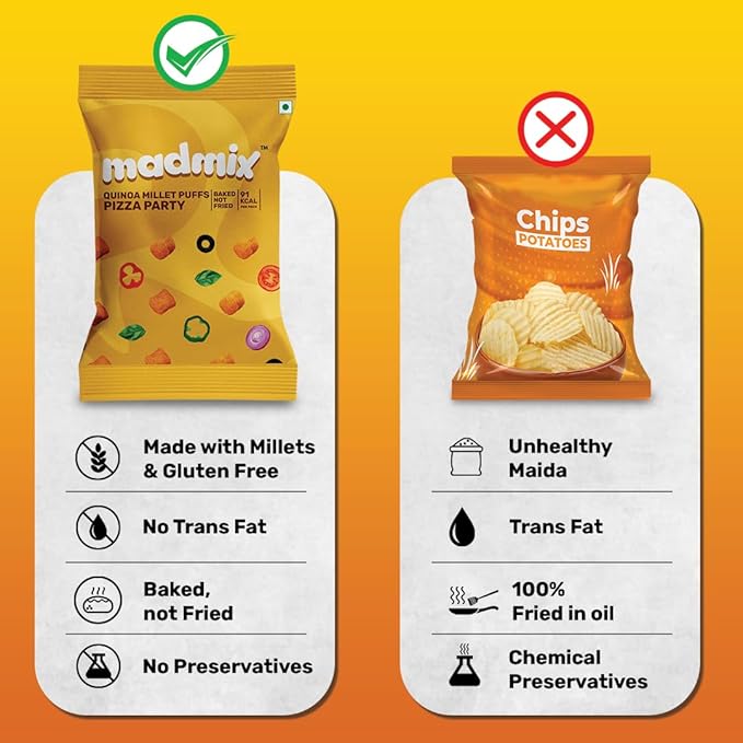 Quinoa Millet Puffs Pizza Party Pack of 10 - EarthBased 