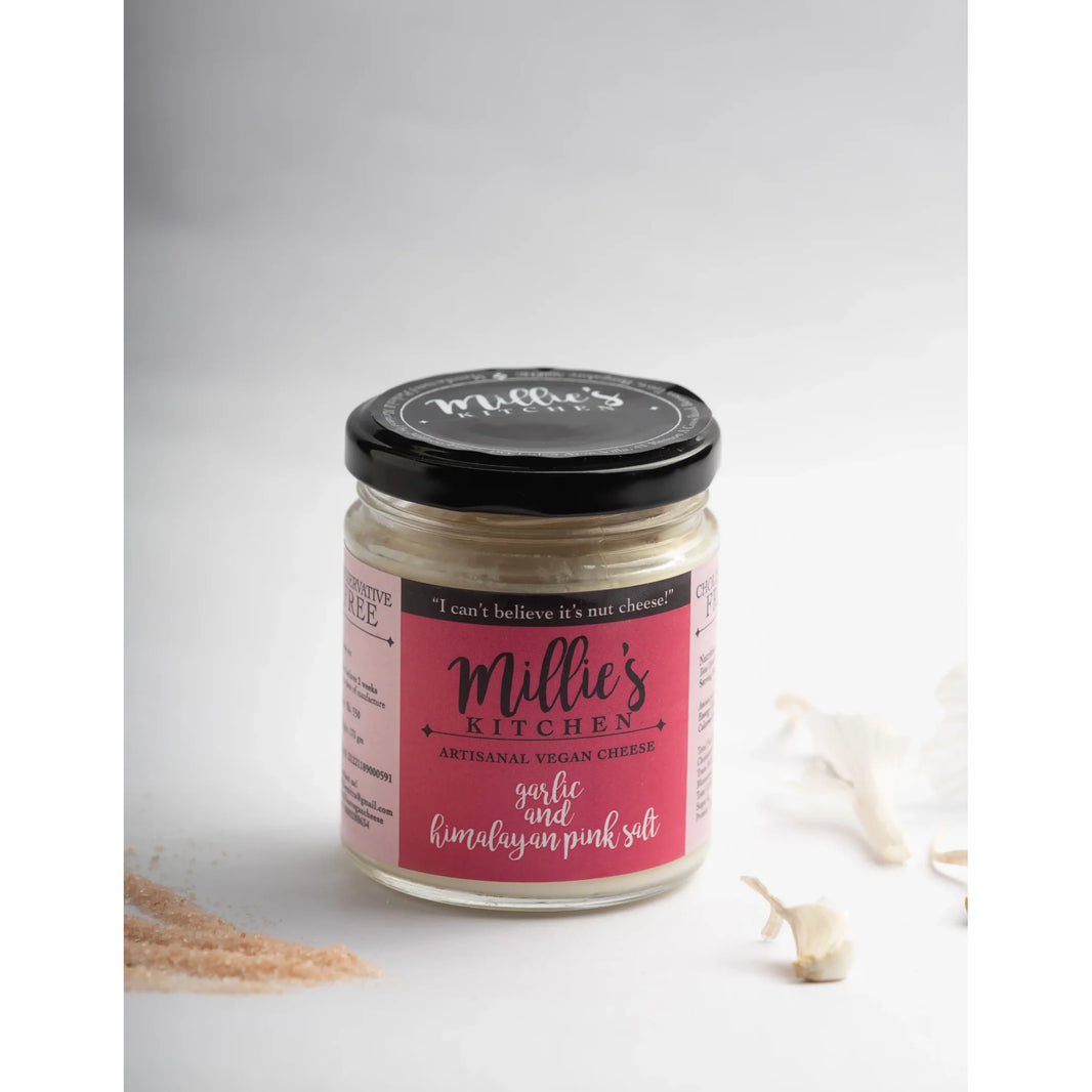 Garlic and Pink Himalayan Salt | Millie's Vegan Cheese - EarthBased 