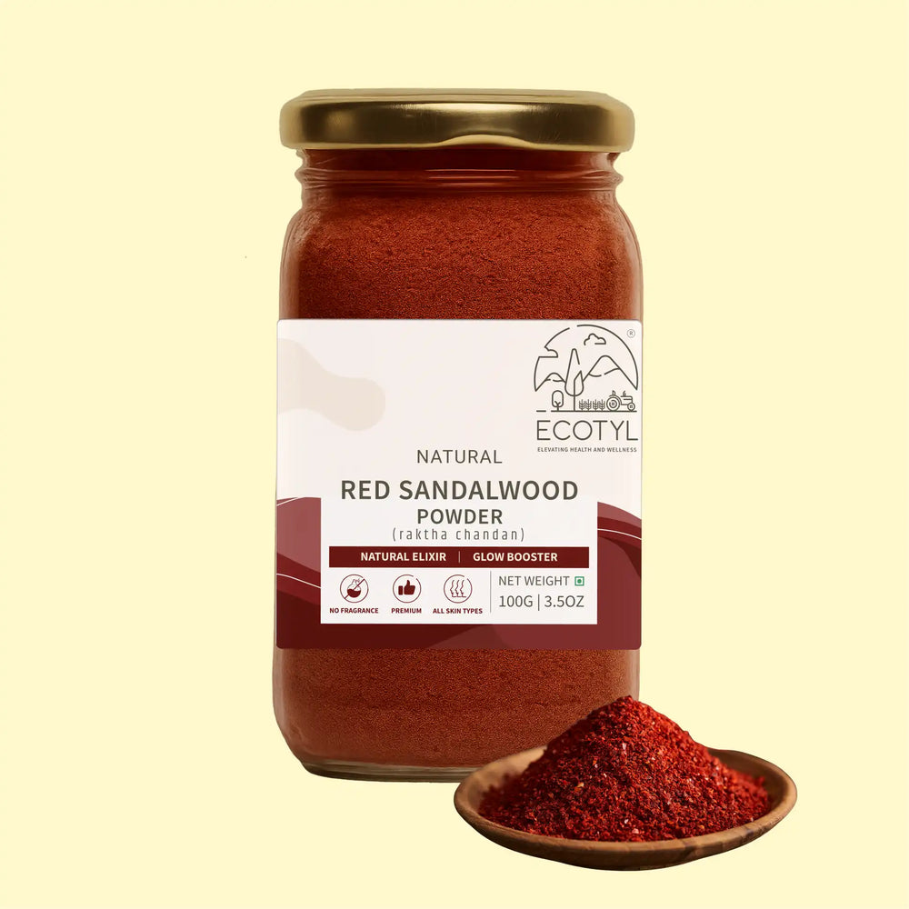 Ecotyl Red Sandalwood Powder | Natural Skin Brightener | Anti-Acne | Ayurvedic Skincare | 100g - EarthBased 