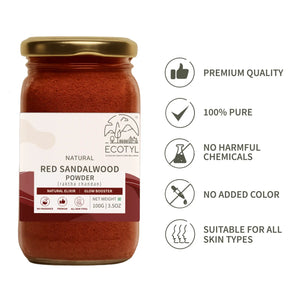 Ecotyl Red Sandalwood Powder | Natural Skin Brightener | Anti-Acne | Ayurvedic Skincare | 100g - EarthBased 