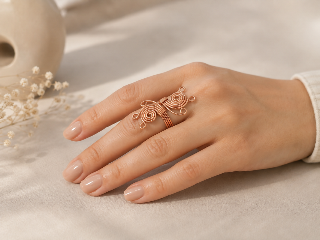 Handmade Adjustable Pure Copper Designer Ring for Women | Artisan Wellness Jewelery (Copy)