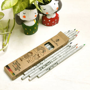 Recycled News paper COLOUR Pencils | Green Foot Print - EarthBased 