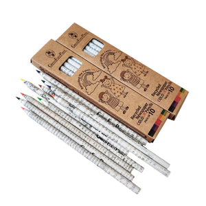 Recycled News paper COLOUR Pencils | Green Foot Print - EarthBased 