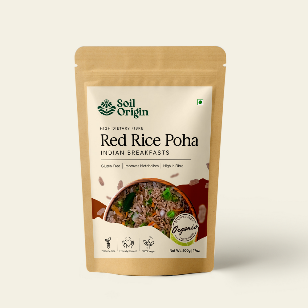 Red Rice Poha (Flakes) by Soil Origin | Pack of 3 - EarthBased 