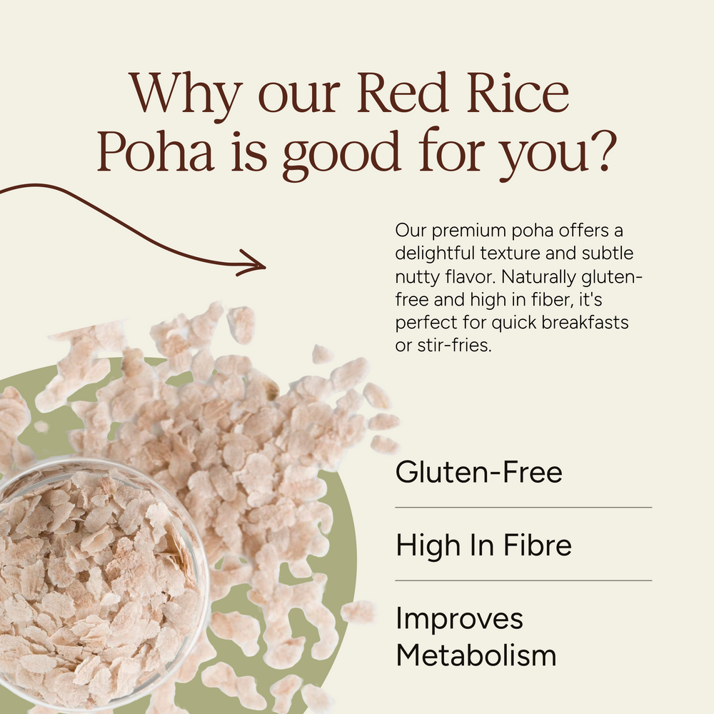 Red Rice Poha (Flakes) by Soil Origin | Pack of 3 - EarthBased 