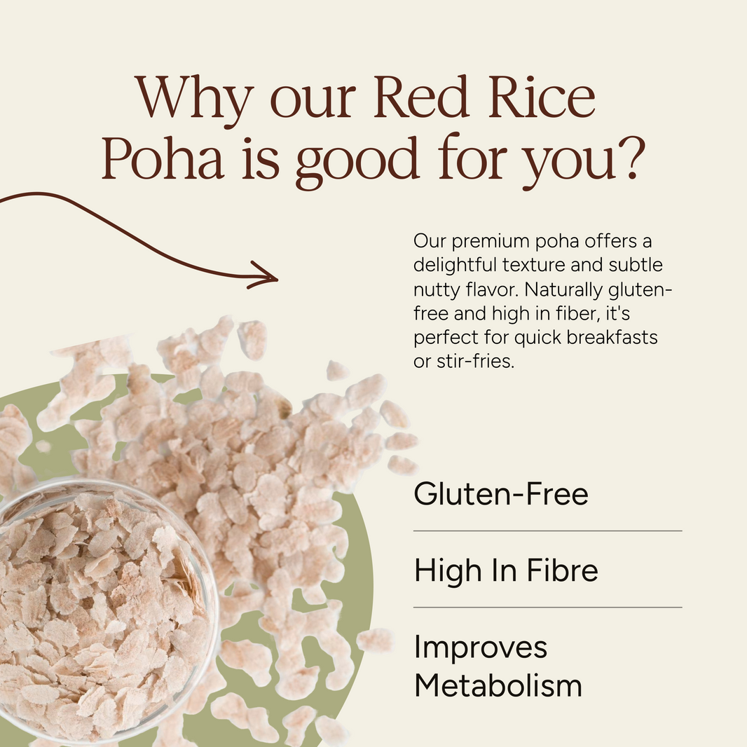 Red Rice Poha (Flakes) by Soil Origin | Pack of 3 - EarthBased 
