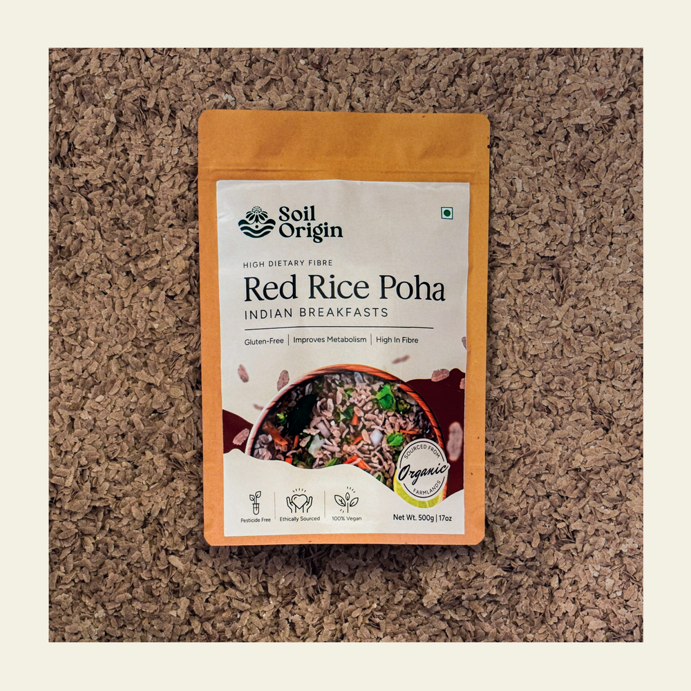 Red Rice Poha (Flakes) by Soil Origin | Pack of 3 - EarthBased 