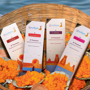 River Series Combo 8″ Premium Dhoop Batti | Incense Sticks (Pack of 4 X 20 Sticks) - EarthBased 