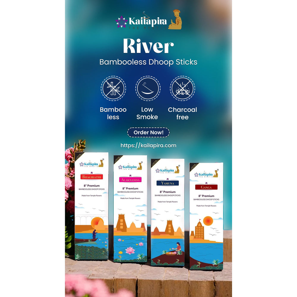 River Series Combo 8″ Premium Dhoop Batti | Incense Sticks (Pack of 4 X 20 Sticks) - EarthBased 