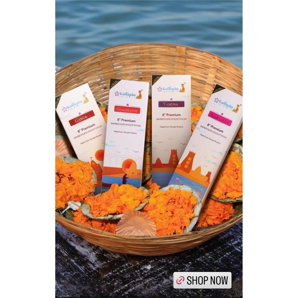River Series Combo 8″ Premium Dhoop Batti | Incense Sticks (Pack of 4 X 20 Sticks) - EarthBased 