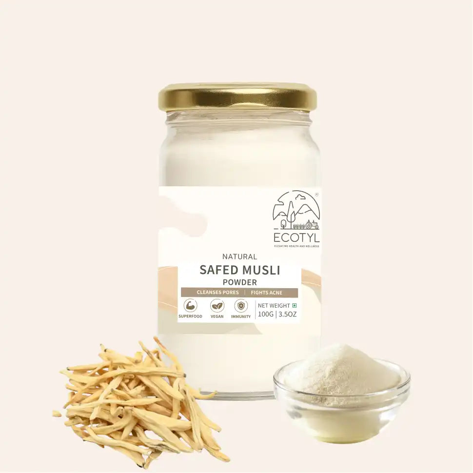 Ecotyl Safed Musli Powder | Boosts Stamina & Immunity | Ayurvedic Herb | 100g - EarthBased 
