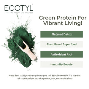 Ecotyl Spirulina Powder | Superfood | High Protein & Nutrients | 100g - EarthBased 