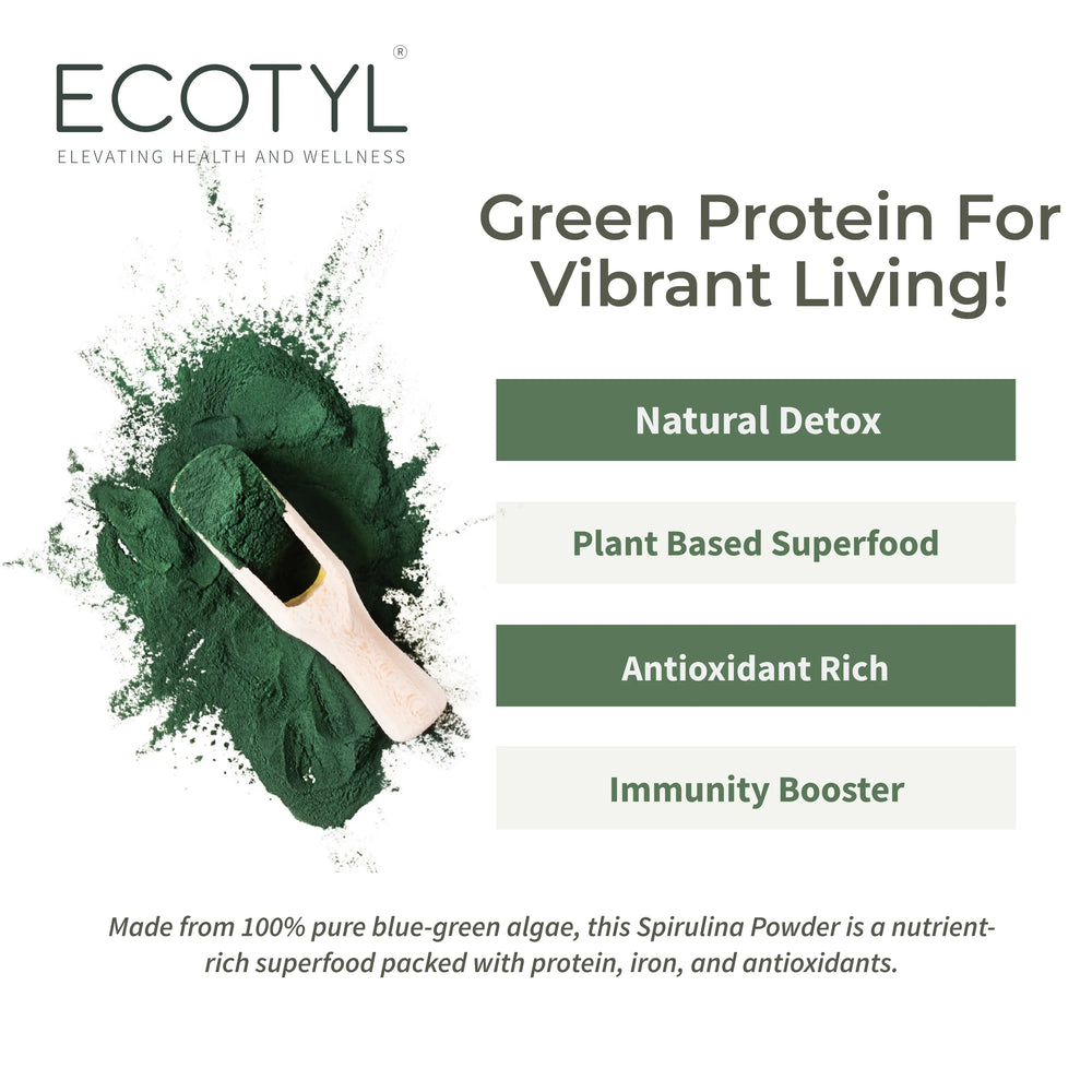Ecotyl Spirulina Powder | Superfood | High Protein & Nutrients | 100g - EarthBased 