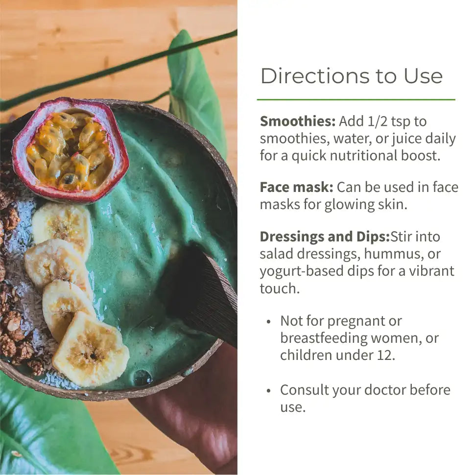 Ecotyl Spirulina Powder | Superfood | High Protein & Nutrients | 100g - EarthBased 