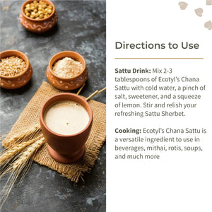 Ecotyl Sattu Powder | Roasted Gram Flour | Plant Based Protein - EarthBased 