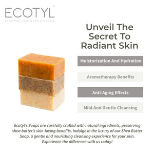 Ecotyl Shea Butter Soaps - Ubtan, Rose & Coffee - Set of 3 - EarthBased 