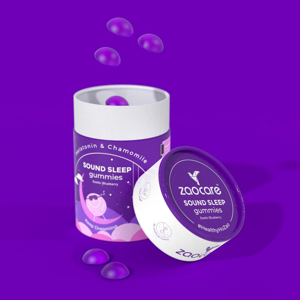 Zaocare Sound Sleep Gummies | Non Habit Forming | Plant Based | With Melatonin, Chamomile & Ashwagandha - EarthBased 