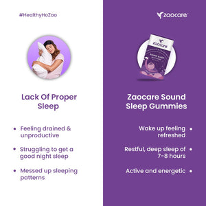 Zaocare Sound Sleep Gummies | Non Habit Forming | Plant Based | With Melatonin, Chamomile & Ashwagandha - EarthBased 